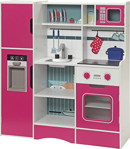 small foot 7808 Kinderküche Chefkoch aus Holz, große Ausführung mit zahlreichen Fächern und Funktionen, ab 3 Jahren