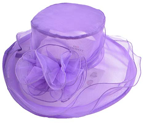 Cheerlife Damen Sommer Hut Schleife Organzahut Sonnenhüte Sonnenhut Damenhut Hochzeit Kirche Gaze Brim Hut Klein Lila