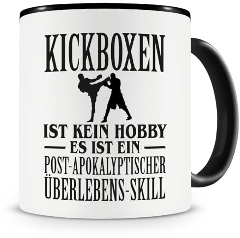Samunshi® Kickboxen ist kein Hobby Tasse Kaffeetasse Teetasse Kaffeepott Kaffeebecher Becher 300ml schwarz