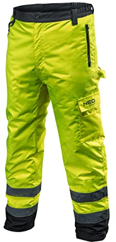 NEO TOOLS Profi Thermo Warnschutzhose EN 20471 Warnhose orange gelb Arbeitshose Warnschutz Sicherheitshose XXL Neongelb