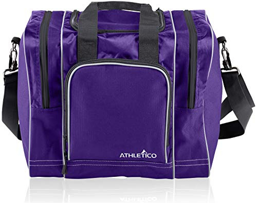 Athletico Bowling Bag for Single Ball - Single Ball Tote Bag with Padded Ball Holder - Fits a Single Pair of Bowling Shoes Up to Mens Size 14