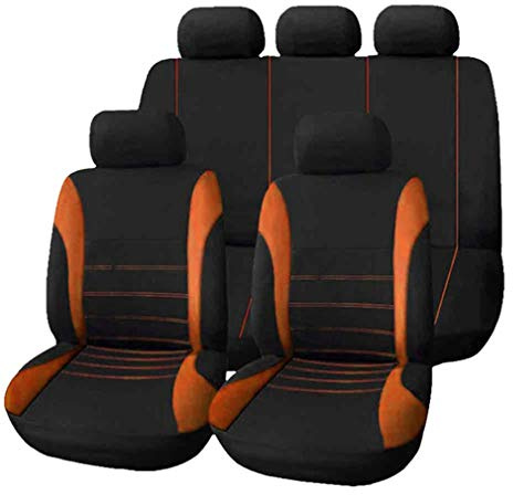 HotYou Copri-sedili Auto Universale | Set Copri-Sedile Universali per Anteriori e Posteriori | Accessori Auto Interno,Rimovibile e Lavabile,Arancia