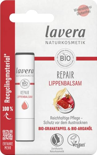 Lavera Lippenbalsam Bio-Granatapfelkernöl & Bio-Arganöl 3er Vorteilspack (3 x 4,5g)