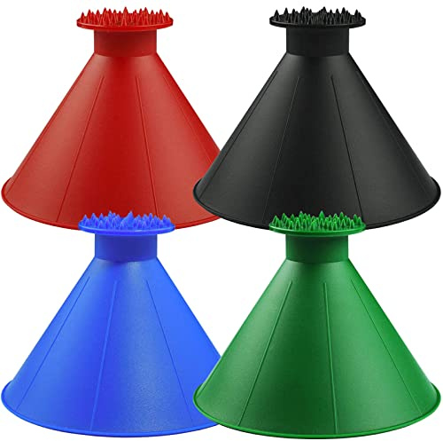 Magical Ice Scrapers for Car Windshield - 4 Pack Round Ice Scraper with Funnel, Professional Snow Removal Shovel Tool