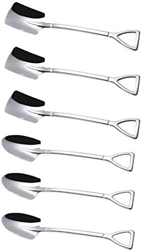 Aroncent 6 Stücke Schaufelform Löffel Kaffeelöffel Edelstahl Teelöffel Dessertlöffel Dessert Set
