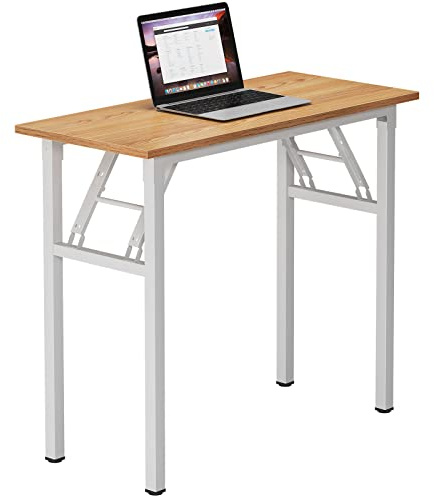 SDHYL Scrivania Pieghevole per Computer 120 x 60 cm Tavolo da Lavoro Pieghevole per Computer Tavolo da Conferenza per l'ufficio Domestico Teak Bianco