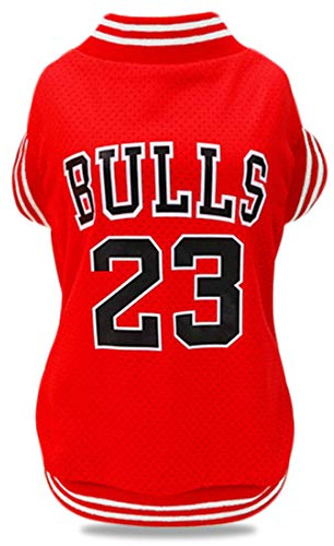 Hundebekleidung Basketball Mesh Atmungsaktives T-Shirt, Haustierkleidung, Welpen, Sportbekleidung, Frühling/Sommer, modisches Hunde-Shirt (rot, klein)