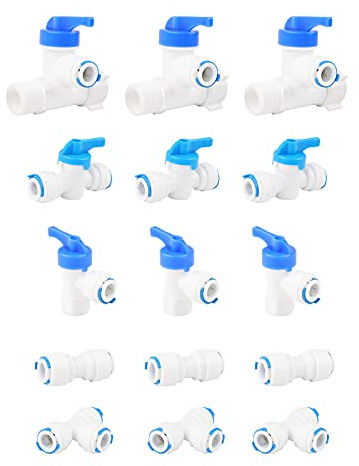 Pxyelec RO Wasserfilter-Armatur, 3/8inch Kühlschrank-Anschlüsse, Set zum Anschluss von Wasserschlauch, 15 Stück für Wasserrohre