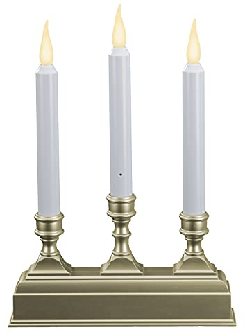 612 Vermont Battery Operated LED Window Candelabra with Sensor and 8 Hour Timer (Pewter)