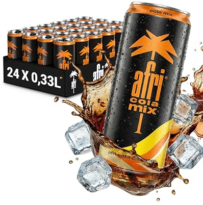 afri cola Mix | Colamix-Drink 24x330 ml Dosen | Cola+Orange, koffeinhaltig | Kultige Cola trifft spritzige Orange: koffeinhaltiger Colamix mit erfrischendem Geschmack in praktischen Getränkedosen