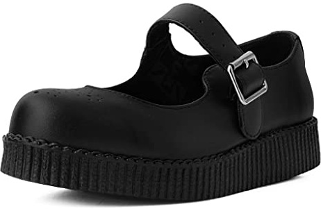 T.U.K. Shoes Black TUKskin™ Viva Low Mary Jane Shoes for Women, Round Toe Ankle Strap Oxford Dress Shoes | US Women 10