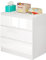 WOLTU Commode à 3 tiroirs, Meuble de Rangement pour Chambre Salon entrée Salle de Bains, 80x78x48 cm, Blanc + Blanc Brillant