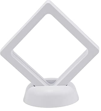 3D-schwebender Rahmen, schwebender Rahmen, Ständer, Box, transparent, Schmuck für Ringe, Münzen, Vitrine für Ringe, Halsketten, Medaillons, 70 x 70 x 20 mm, Weiß, 5 Stück