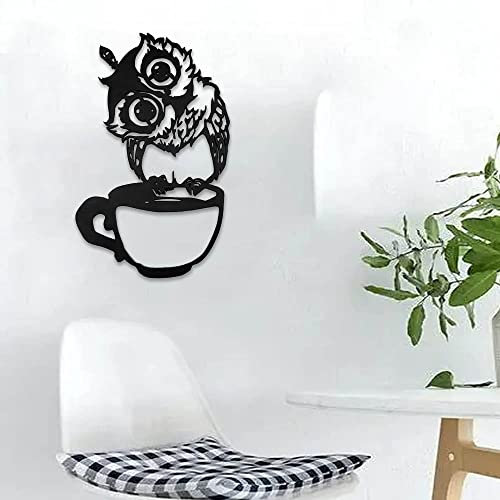 JILIP Metall Eule Wand Kunst Skulptur, 3D Hängende Wand Silhouette Zeichen, Schwarzes Haus Wall Art Decor, Außen Innen Garten Wandskulptur (Size : 15.8IN/40cm)