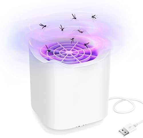 Insektenvernichter, Mückenschutz USB Elektrischer Elektrisch Fliegenfalle Innenbereich, Mückenfalle Mückenlampe, Moskito Killer Lampe mit Licht, Fruchtfliegenfalle für küche Innen Außen Weiß