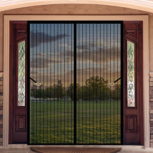 Maille Fine Avec Rubans Adhésifs 290 x 230 cm Moustiquaire Aimantée Fenetre Installation Simple Rideau Maille Rideau Pour Baie Vitree, Noir
