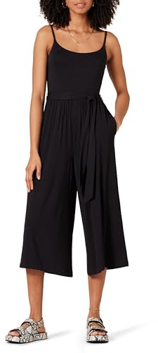 Amazon Essentials Women's Jersey Cami Cropped Wide Leg Jumpsuit, Black, M