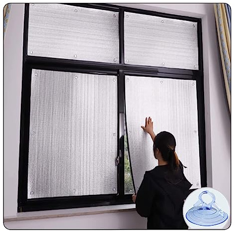 Película de Oscurecimiento de Ventana Control de Calor,Película Reflectante de Papel de Aluminio No Adhesivo,8 mm de grosor,Película de Aislamiento Térmico,Multifuncional,Black-70×220cm(28×87)