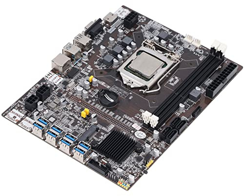 Mining Motherboard, DDR3 Miner Motherboard, LGA 1155 8 USB3.0 3 Phasen Netzteil B75 Miner Motherboard mit Dual Core CPU Kompatibler Bitcoin BTC ETH Miner