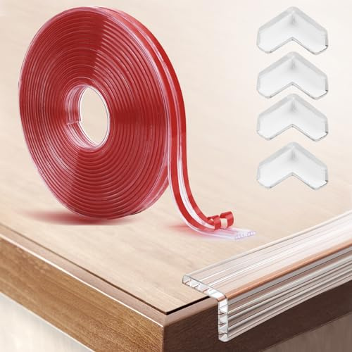 FIHODONE 6m Kantenschutz Baby, mit 4 Stück Eckenschutz, Weich Kantenschutz Selbstklebend, Tischkantenschutz Silikon Transparent,Sicherheit Kantenschutzpad für Tischschränke Schubladen Möbel