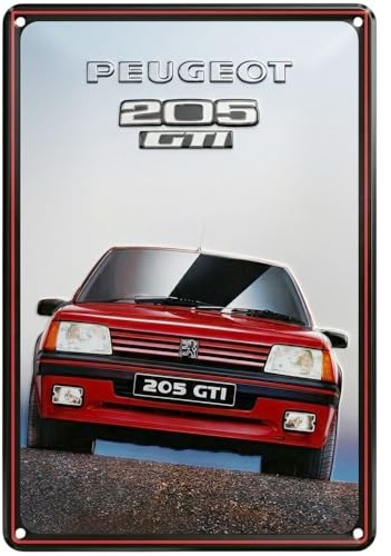 16131VRB PEUGEOT 205 GTI Retro Vintage Blechschild 20x30 cm mit 4 x 5mm Lochung zur Wandbefestigung | Geschenkidee für Fans von Autozubehör Sammlerauto