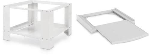 Xavax Waschmaschinen Untergestell 60x60 cm & Zwischenbaurahmen mit Ausziehplatte aus Kunststoff