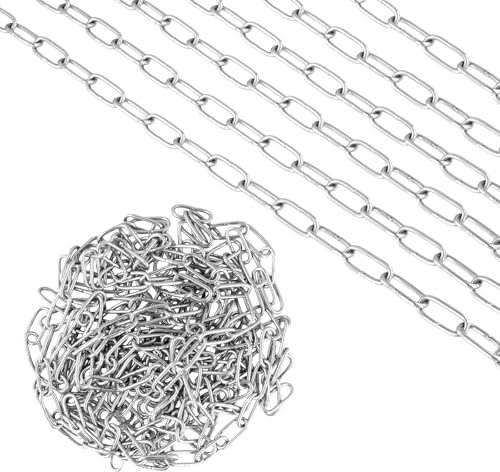 CHUENKUK Catena in acciaio inox al metro, 10 m, catena in acciaio inox 304, 1,2 mm, catena in acciaio inox, da appendere, catena a maglie rotonde, portata massima 80 kg