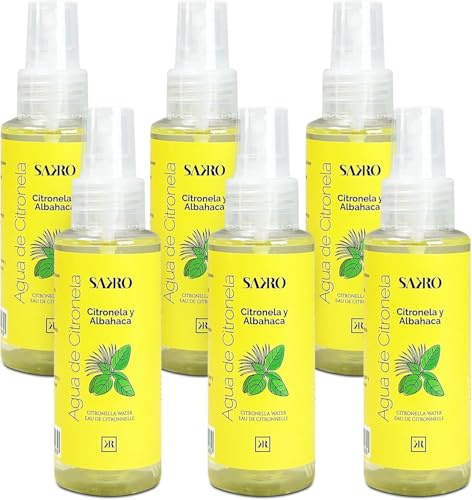 Spray Citronela Líquida Antimosquitos, 6x100 ml | Agua de Citronela para Mosquitos con Aroma Suave y Agradable