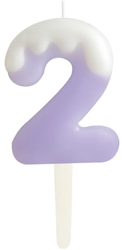 Eis Lila; 2.Geburtstag Kerzen, Creme Zahlen 2.Geburtstag Party Dekoration, Geburtstag Kuchen Topper, Happy 2. Geburtstag Kuchen Kerzen für Geburtstag Party Hochzeit Jubiläum Feier Zubehör