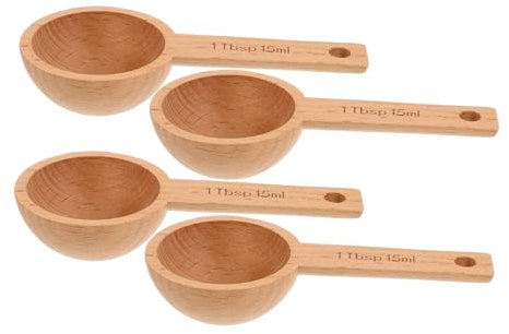 LALADEFIEE 4pcs Wooden Coffee Spoon Measure Scoop for Coffee Beans Tea Scoop Wooden Utensils for Kitchen