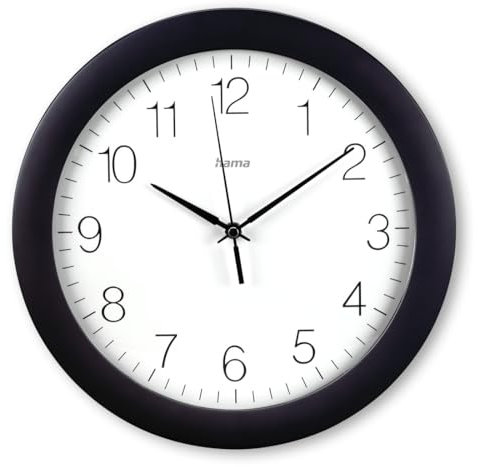 Hama Tenerife - Reloj de Pared radiocontrolado por Radio, 30 cm de diámetro, Pantalla de Hora Extragrande, Reloj de Pared analógico, con manecillas de Horas, Minutos y Segundos, Cubierta de Cristal,