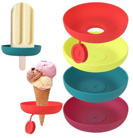 4PCS Ice Cream Stand Silicone Popsicle Stand Leakproof Ice Cream Stand Ice Lolly Holder Drip Catcher Ice Cream Pop Holder for Pool Party Home Gadget (4pcs)