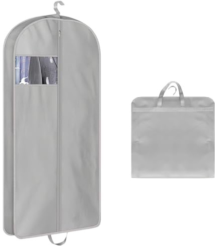 Diyxisk Kleidersack, Reiseaufbewahrung Kleiderhülle, 60x153cm Dauerhaft Anzugtasche, Atmungsaktiv Kleiderbeutel, Kleidersäcke mit Reißverschluss, für Reisen und Aufbewahrung (Grau)