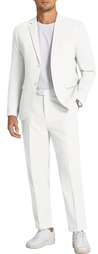 COOFANDY Ensemble 2 pièces en lin pour homme, coupe droite, décontracté, léger, convient pour l'été, la plage, les mariages