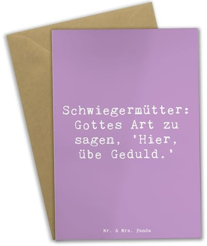 Mr. & Mrs. Panda Grußkarte Spruch Schwiegermutter Geduld - Geschenk, Geburtstage, Freund, familiäre Beziehungen, Abitur, Schwiegermütter, Geschenkideen, Verwandte, Familie, Liebe, Hochzeitskarte