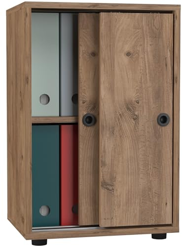 VCM Büroschrank mit 2 Fächern | moderner Aktenschrank mit Schiebetüren | Maße ca. H. 74 x B. 49 x T. 38 cm – Ulas 2-Fach