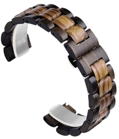 THBGTCNQ Holz-Uhrenarmband, 20 mm, 22 mm, Ersatz-Holzarmband, Schnellverschluss-Armband for Smartwatch, traditionelle Uhr, Unisex-Armband(Dark Brown Brown,22mm)