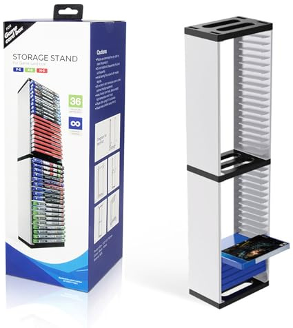 Étagère de Rangement aichilra pour Disques de Jeu Vidéo - Organiseur pour PS5, Support pour 36 Disques, DVD Rack Polyvalent, Emplacement Compact