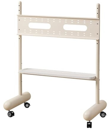 Mobile TV Cart For LED Flat Panel Curved Screen TVs, Height Adjustable Shelf Rolling Floor Stand With Wheels, For Media Storage And Space Saving, Corner, Bedroom(White,100cm)