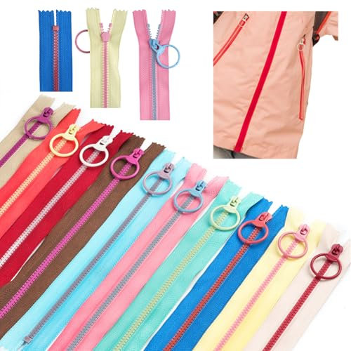 20 Stück Reißverschluss 20 cm, 10 Farben Harz Reissverschluss, 3.2 cm Breit Reißverschlüsse mit Metall Ring, Reißverschluss für Nähen, Kleidung, Tasche, Handwerk