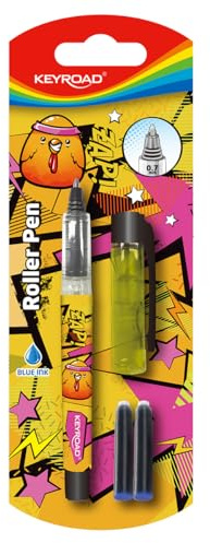 Keyroad Stylo à bille, 0,7 mm, stylos avec cartouches gratuites, blister, mélange de couleurs, beau motif stylo à bille