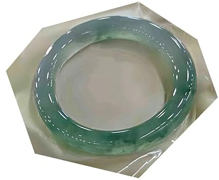 SQPZM Naturjade-Armreif für Damen, echt aus 100% Jade der Güteklasse A, handgefertigt, heilend, schützend, Glücksbringer