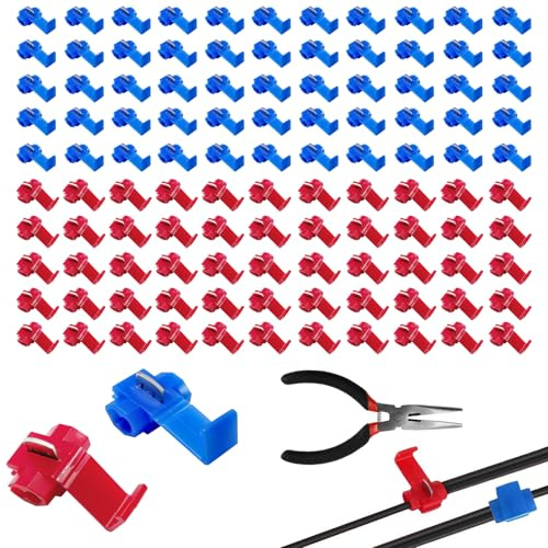 HavaCue 112 Pcs Wire Connectors Kit with Plier, Electrical Connectors, Electric Wire Connector Set with Quick Splice Terminals for Cars, Automotive, Wiring, Cables, Circuits(56Pcs Red + 56Pcs Blue)
