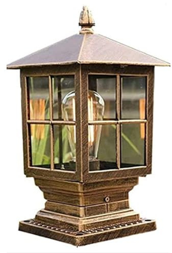 LUOYAOB Lanterna tradizionale for esterni Lanterna esterna antica a tenuta stagna Lampadari a colonna Paesaggio vintage Faro a colonna Lampada da giardino for cancello di villa Piedistallo for porta