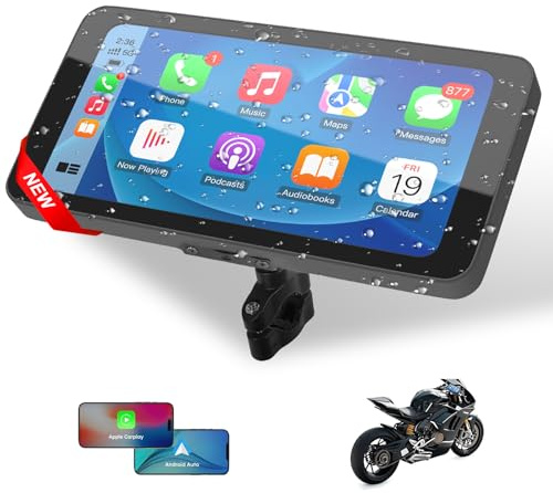 MITNOTY Motorcycle CarPlay & Android Auto, 6.5 Inch Wireless Carplay Screen with GPS Navigation, IP67 Waterproof Touchscreen, Bluetooth, Portable Screen for Motorbike, Dual Bluetooth, Siri, G-Assist