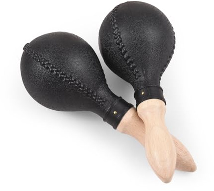 Professionelle Maracas Percussion Instrumente Hochwertige Holzgriffe Plastikschalen Sand Hammer Rhythmus Musikwerkzeuge für Live -Performance -Partys Black 25 cm 1 Paar
