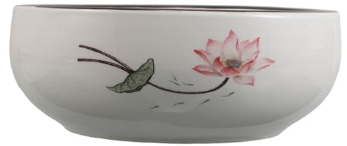 ibasenice Pflanzschale with Elegantem Weißen Lotus Design Keramik für Hydrokultur Medium Groß for Sukkulenten and Wasserpflanzen im Wohnzimmer