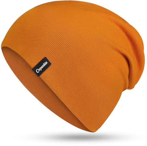 Cuyankin Mütze Damen Herren, Slouch Beanie Mütze aus Baumwolle, Leicht & Atmungsaktiv Dünne Mütze, Weich Doppellagig Longbeanie Perfekt für alle Jahreszeiten
