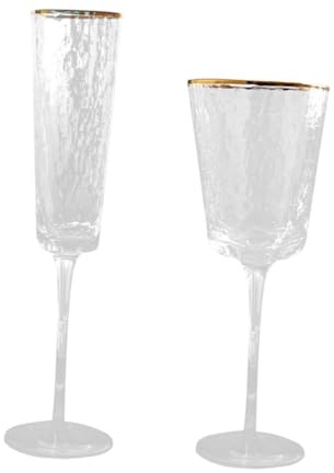 Warmhm 2 pezzi Bicchieri da Vino e in Vetro con Oro Calici Decorativi Eleganti e Creativi dallo Design con Piede per Feste e Decorazioni Tavola