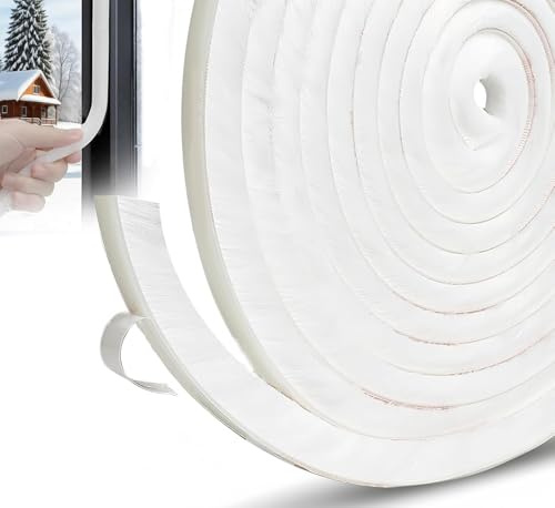 10 m utkastsuteslutare för dörrar fönster, 9 mm (B) x 23 mm (T) borste väderskalningstejp självhäftande tätningsremsa, vit